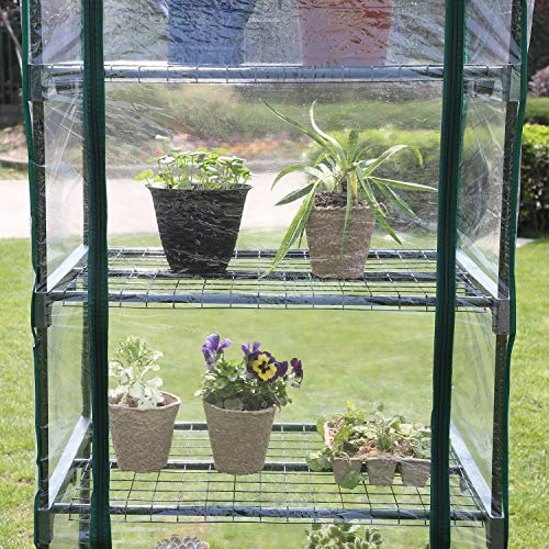 image for Worth Mini Ourdoors Indoor Greenhouse, 4 Tier 4 Shelf and PVC Cover Gr