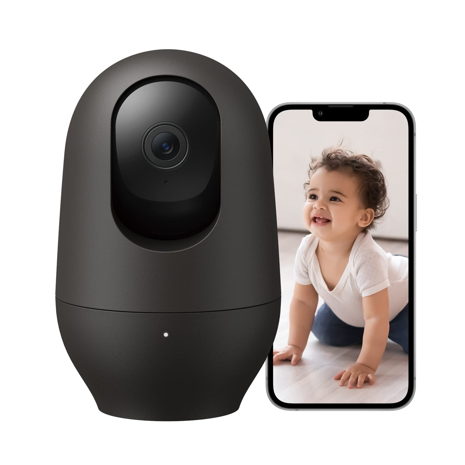 nooie 2K baby monitor, 360°Pan/Tilt Wi-Fi Pet Camera with Phone App, Indoor Security Camera, AI Motion Tracking, Night Vision, Two-Way Audio,Compatible with Alexa/Google Home