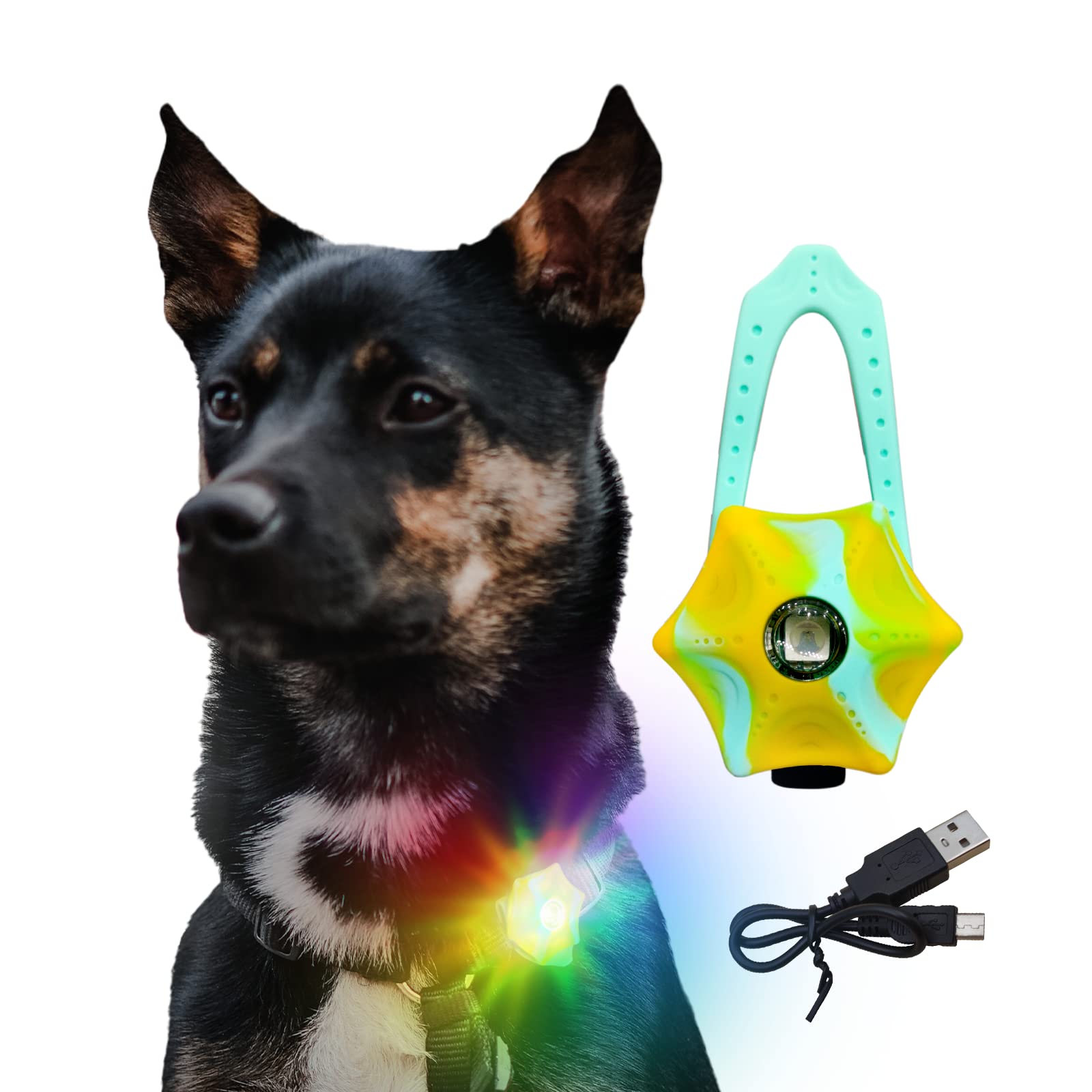 LaRoo Dog LED Light 3 Modes,Silicon Waterproof Flashing Light Up Pendant Clip on Dog Collar Charms,Safety Blinker Light for Night Walking Outdoor Sport