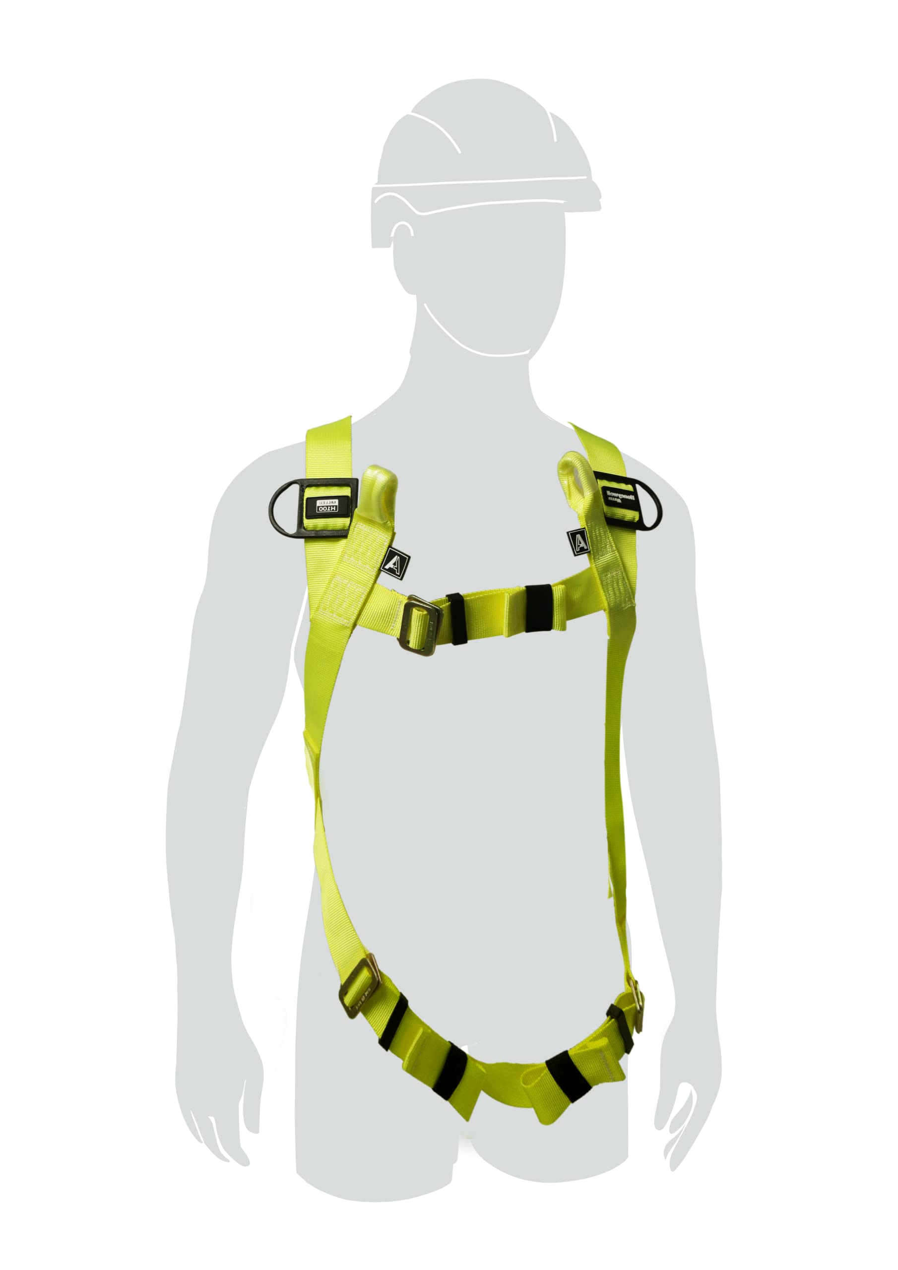 Miller H100 Safety Harness, 2 Point Harness, Universal Size, Lightweight (0.8 kg), Mating Chest & Leg Buckles, Steel Back D-Ring, Rated to 140 kg, Yellow, 1036294