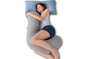 QUEEN ROSE Body Pillow, Full Body Support Pillow for Side Sleepers, Cooling Soft S Shaped Hug Pillow for Adults, Grey