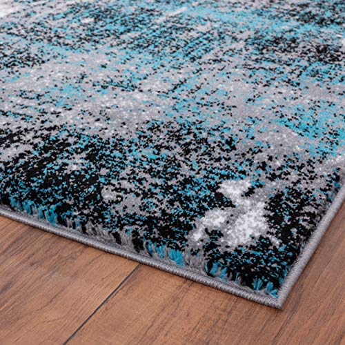 LUXE WEAVERS Modern Abstract Art Turquoise 9x12 Area Rug The Home
