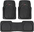 Motor Trend 923-BK Black FlexTough Contour Liners-Deep Dish Heavy Duty Rubber Floor Mats for Car SUV Truck & Van-All Weather Protection, Universal Trim to Fit