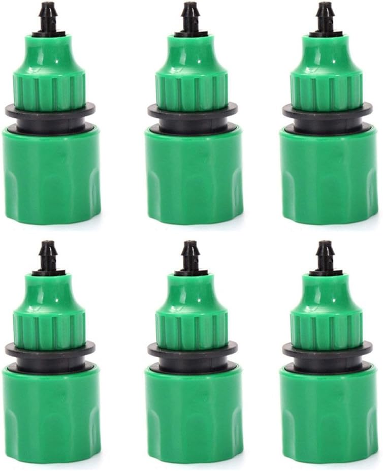PAORHS Garden Hose Pipe One Way Adapter Tap Connector Fitting for Irrigation Pack of 6, Green, pipe connector 6pcs