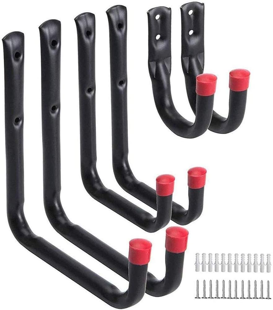 6 Pieces Heavy Duty Garage Storage Utility Hooks,Multipurpose Garage Storage Hooks,Wall Hook,Heavy Duty Garage Hooks Set,for Wall Mounting Device Hook Bracket,Ladder,Tools, Chair and Hose
