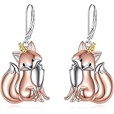 Fox Earrings for Women Sterling Silver Fox Dangle Earrings Jewelry Gifts for Women