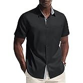 PJ PAUL JONES Mens Dress Shirt Short Sleeve Button Down Shirts Wrinkle-Free Business Casual Shirts with Pocket