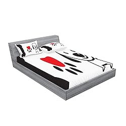 Lunarable Dog Lover Fitted Sheet & Pillow Sham