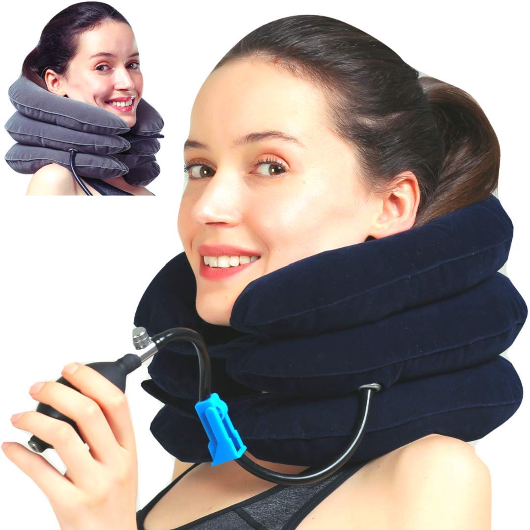 MEDIZED® Cervical Neck Stretcher Traction Device, Support Brace, Inflatable & Adjustable Support Pillow is Ideal for Spine Alignment & Chronic Pain Relief