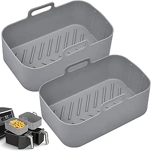 2 Packs Air Fryer Silicone Pots, Rectangle Reusable Food