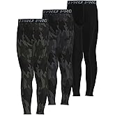 LANBAOSI Youth Boys Compression Pants Leggings Kids Thermal Tights Athletic Football Bottoms Sports Base Layer 3 Pack