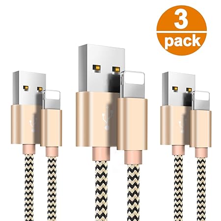 l Phone Ladekabel 3 * 1.5M Nylon USB Kabel für Phone XS Max XR X 8 7 SE 6S 6 5 5C 5S Plus Pad Mini Air Pro Gold