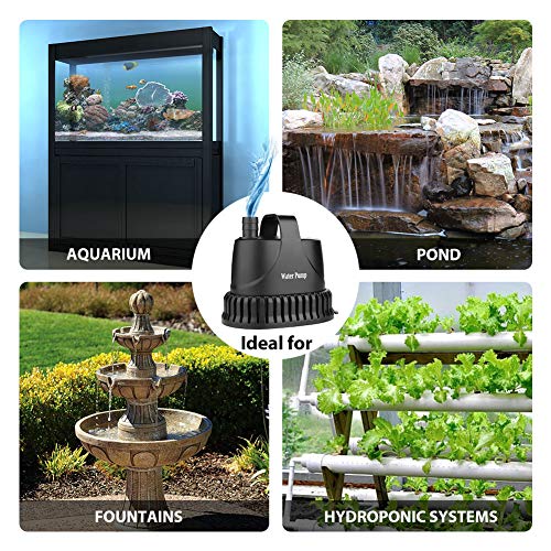 MQ 400 GPH Submersible Water Pump with Handle (25W), Ultra Quiet Pump with 6.9 ft High Lift, Fountain Pump with 3 Nozzles for Fish Tank, Pond, Aquarium, Hydroponics - Thumbnail 6