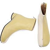 Cuctos Split Toe Ankle Boots for Women Tabi Japanese Ninja Shoes Low Chunky Heels Booties, Stretch Artificial Leather Boots Back Zipper