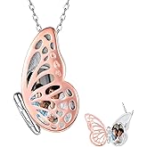 APOTIE Sterling Silver Locket Urn Necklace for Ashes S925 Butterfly Keepsake Holds Pictures for Women Photo Memorial Cremation Jewelry Gifts for loss loved one