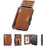 SEMORID Wallet for Men, Mens Wallet Minimalist Slim Wallet, RFID Blocking Smart Pop Up Wallet with Money Clip & ID Window, Metal Compact Wallet, Aluminum Credit Card Holder Wallet