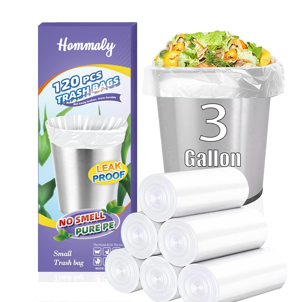 Photo 1 of 3 Gallon 120pcs (Fit 3-3.2 Gal) Small Clear Trash BagsPlastic Strong Clear Garbage Bags,Bathroom Trash Can Bin Liners,Waste Basket Liner,Fit 10-13 Liter, 3 Gallon,3.2Gallon