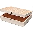 VIKOS Products (2-Pack Unfinished Wooden Box with Hinged Lid for Crafts DIY Storage Jewelry Pine Box - 12" x 9" x 3.35"