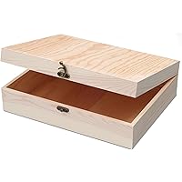 VIKOS Products (2-Pack Unfinished Wooden Box with Hinged Lid for Crafts DIY Storage Jewelry Pine Box - 12" x 9" x 3.35"