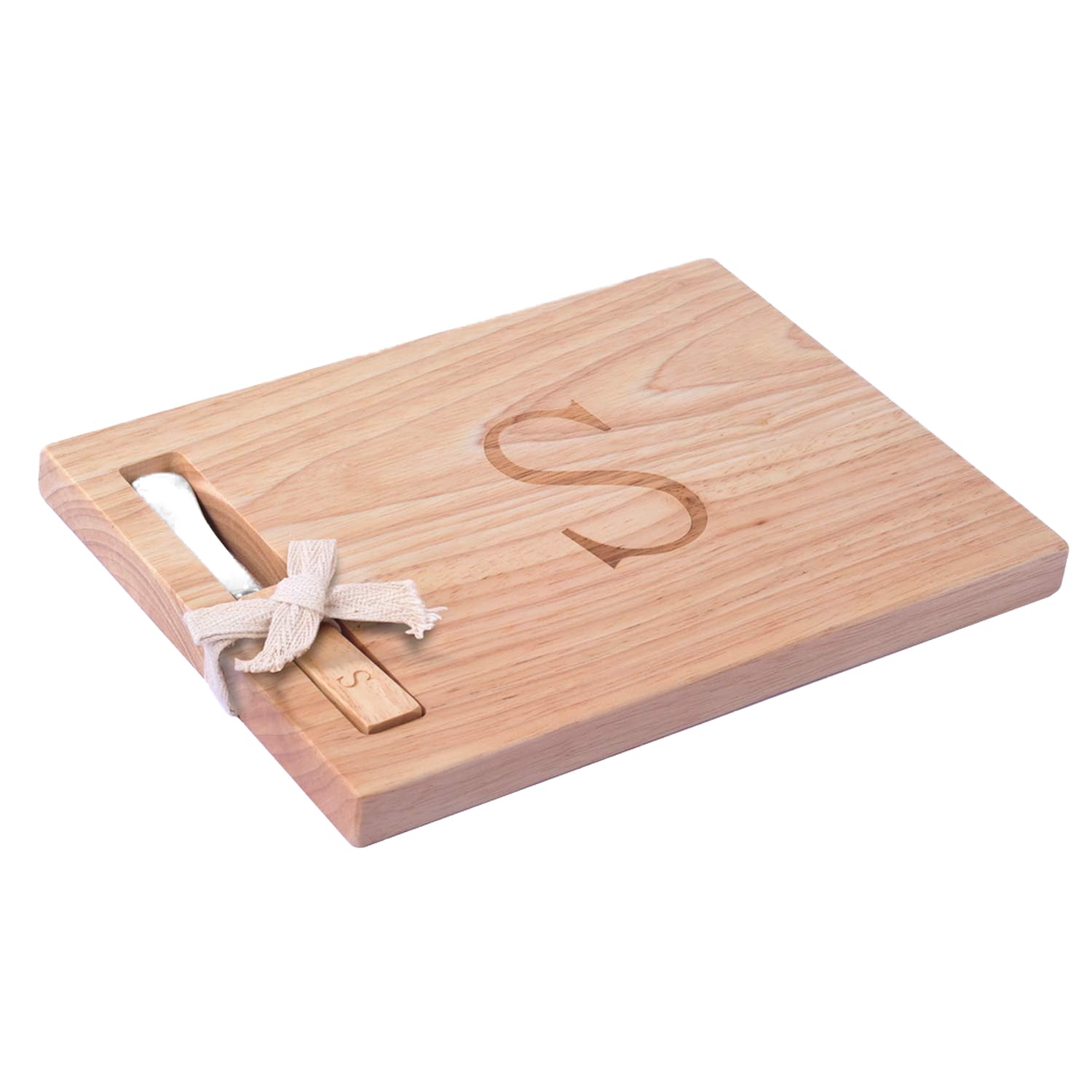Miicol Wood Charcuterie Board, Monogram Cheese Board 10 Inch, Personalized Initial Cutting Board with Spreader, Unique Housewarming Gift, Ideal for Kitchen, Home, Letter S
