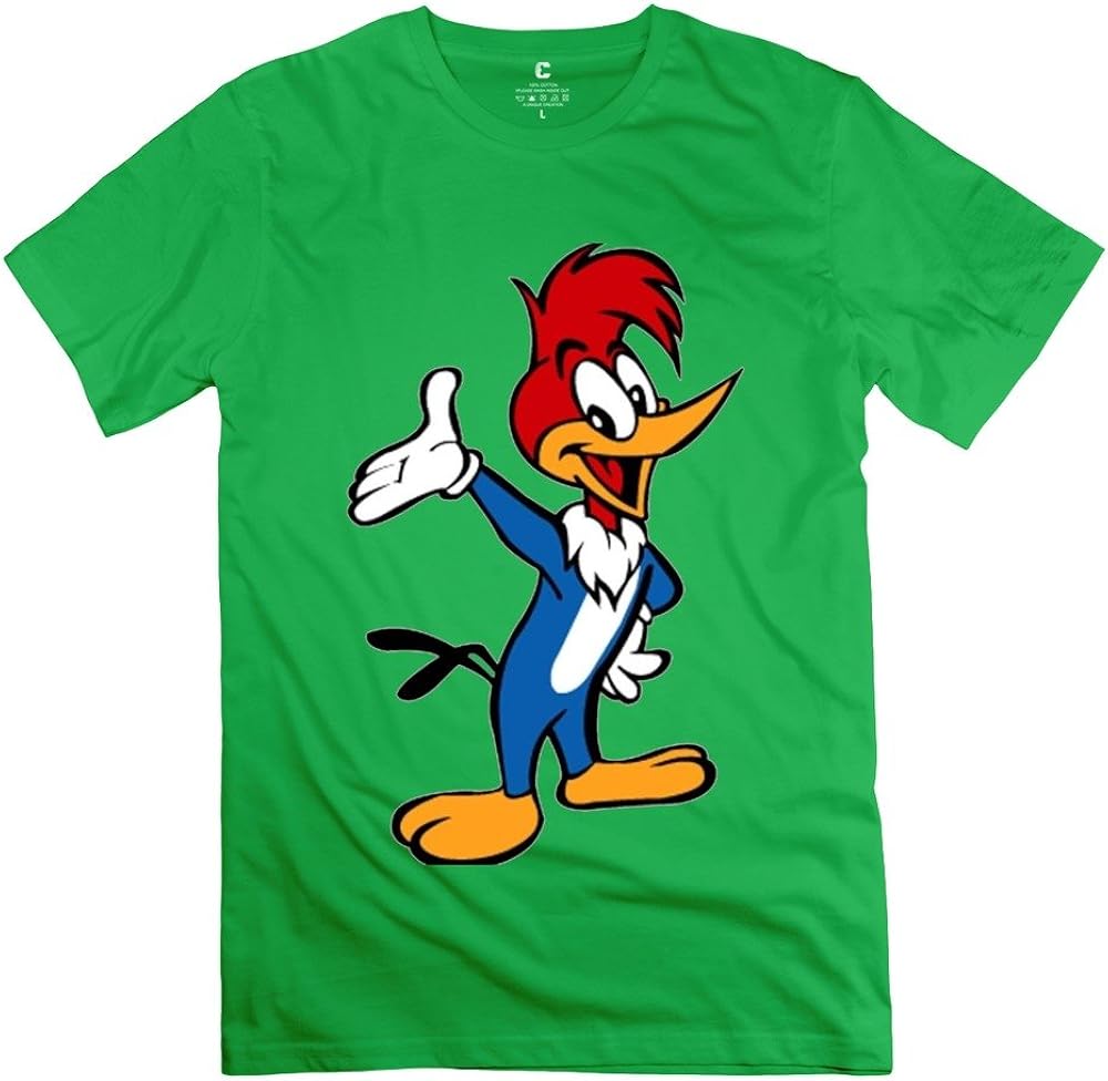 Men Woody Woodpecker Customized 100% Cotton White T-Shirt by Mjensen