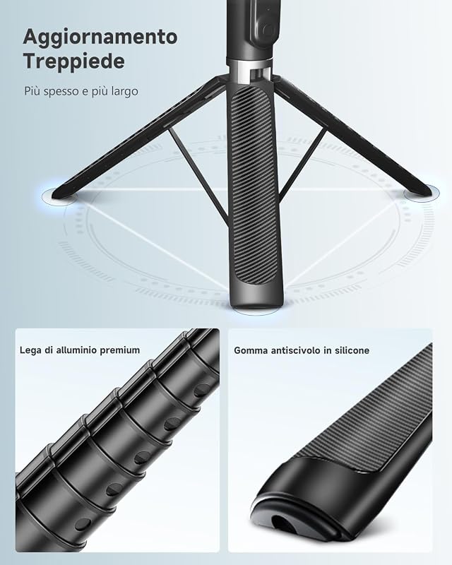 180cm Treppiede Smartphone, Bastone Selfie con Telecomando Wireless, Treppiede Portatile Estensibile per Smartphone Supporto Telefono Compatibile con iPhone/Samsung/GoPro/Camera