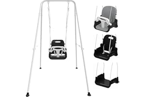 JWPEHOE Toddler Swing with Soft Cushion, Foldable Indoor & Outdoor Baby Swing, Easy to Install & Store for Backyard Play (Black)