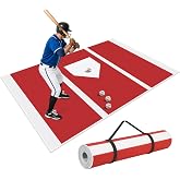 JNATER Baseball Batting Mat - 6 x 4 ft Softball Baseball Hitting Mat | with Non-Slip Rubber Backing, Portable Batters Box Turf Mats with Home Plate for Batting Stance Practice Indoor or Outdoor