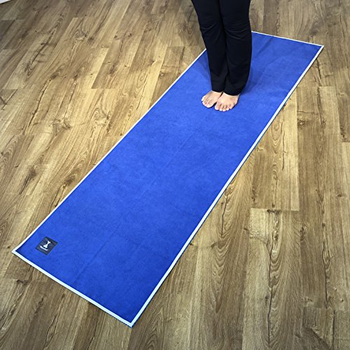 Gummy Grip Cush Yoga Towel - 100% Microfiber Top - Gummy Grip Silicone Backing Grips Mat - No Uncomfortable Raised Dots - Get the Gummy Blue Difference - Makes Great Travel Yoga Mat – 24" x 72"