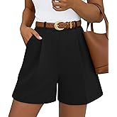 ZESICA Shorts for Women Dressy 2026 Summer Pleated Wide Leg Elastic High Waisted Business Casual Shorts with Pockets