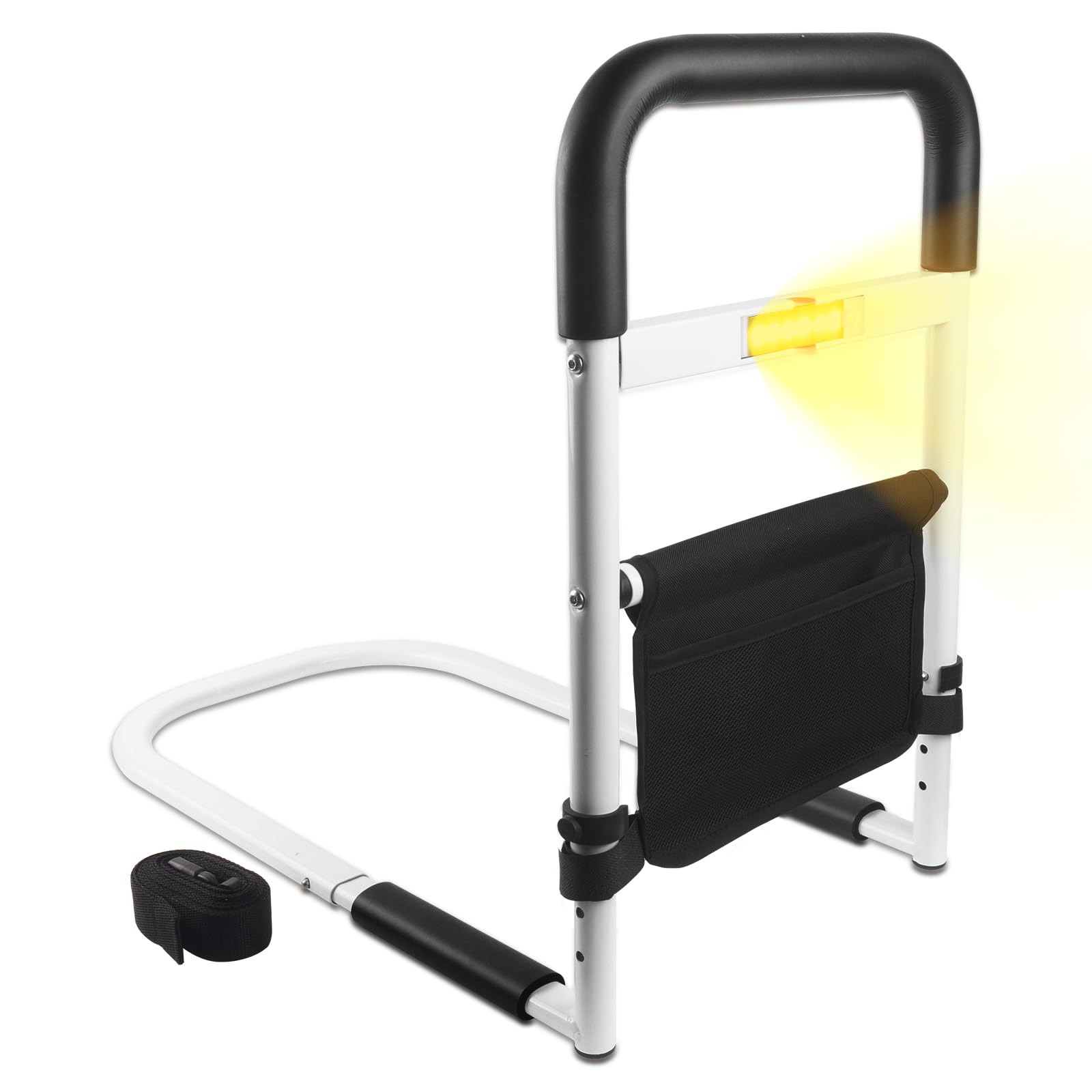 DOSYEN Bed Rails for Elderly Adults, Bed Guard for Single or Double Bed, with Storage Bag and Intelligent Sensor Lamp - Suitable for Most Bed Types - Aids for the Elderly, Pregnant Women and Handicap