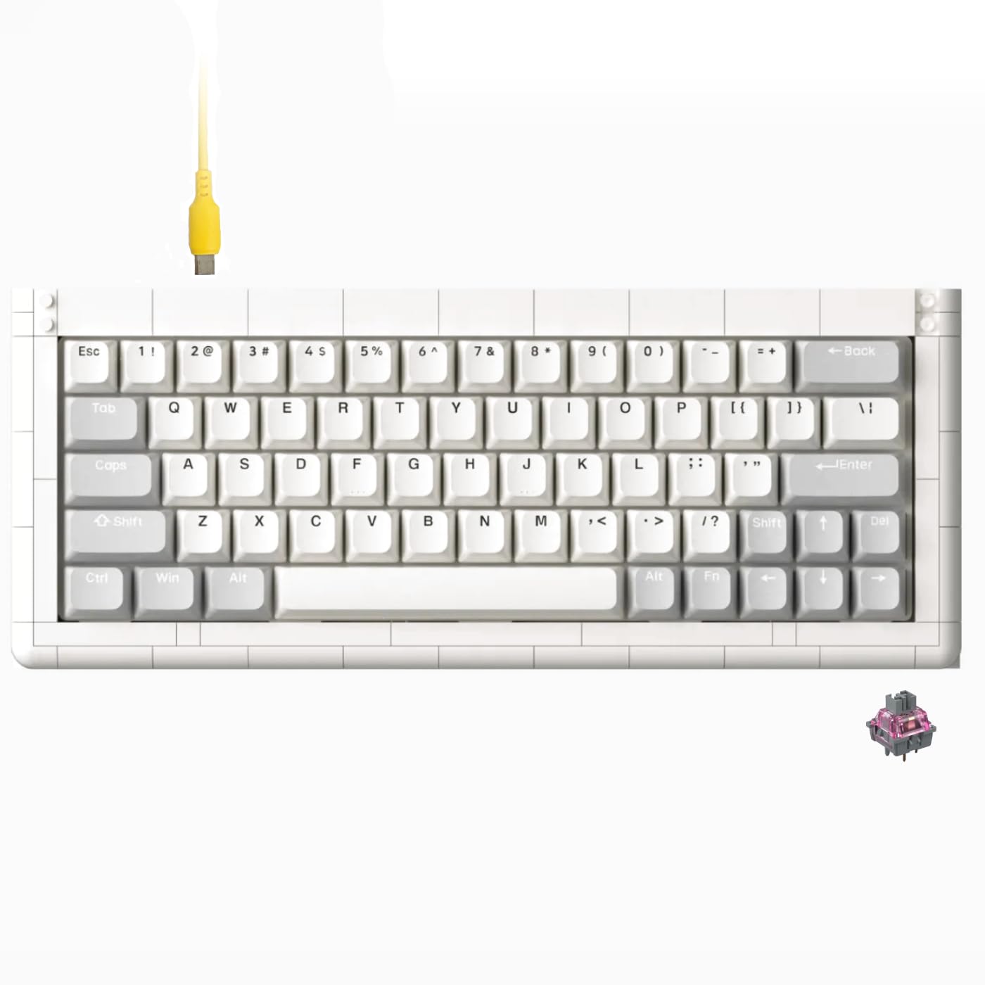 KBDcraft 01Adam 60% Mechanical Keyboard, 64-Key ANSI, Lego-Compatible Case, Gasket Mount, Hot-swappable, Wired, Linear Switch, RGB, QMK, Vial for Win/Mac, Full Kit (White)