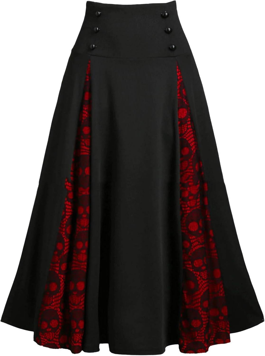 Women's Gothic Punk Halloween Skull Lace Stitching Big Swing Skirt