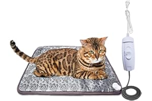 WOWOHA Pet Heating Pad for Cats Electric Heated Bed Mat for Kitty Waterproof Cat Warming Pad Outdoor Pet Heated Pad (18" * 18