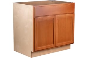 QUICKLOCK CABINETS Quicklock RTA (Ready-to-Assemble) | Base Kitchen Cabinets - Shaker Style | Made in America (Provincial Stain, 36" Wx34.5 Hx24 D Sink Base)