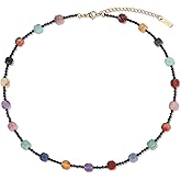 GAVU Crystal Colorful Necklace for Women, 7mm Cube Gemstone Beaded Necklace for Women