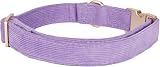 YUDOTE Ultra-soft Dog Collar Natural Cotton Corduroy Lilac Medium Dog view 6