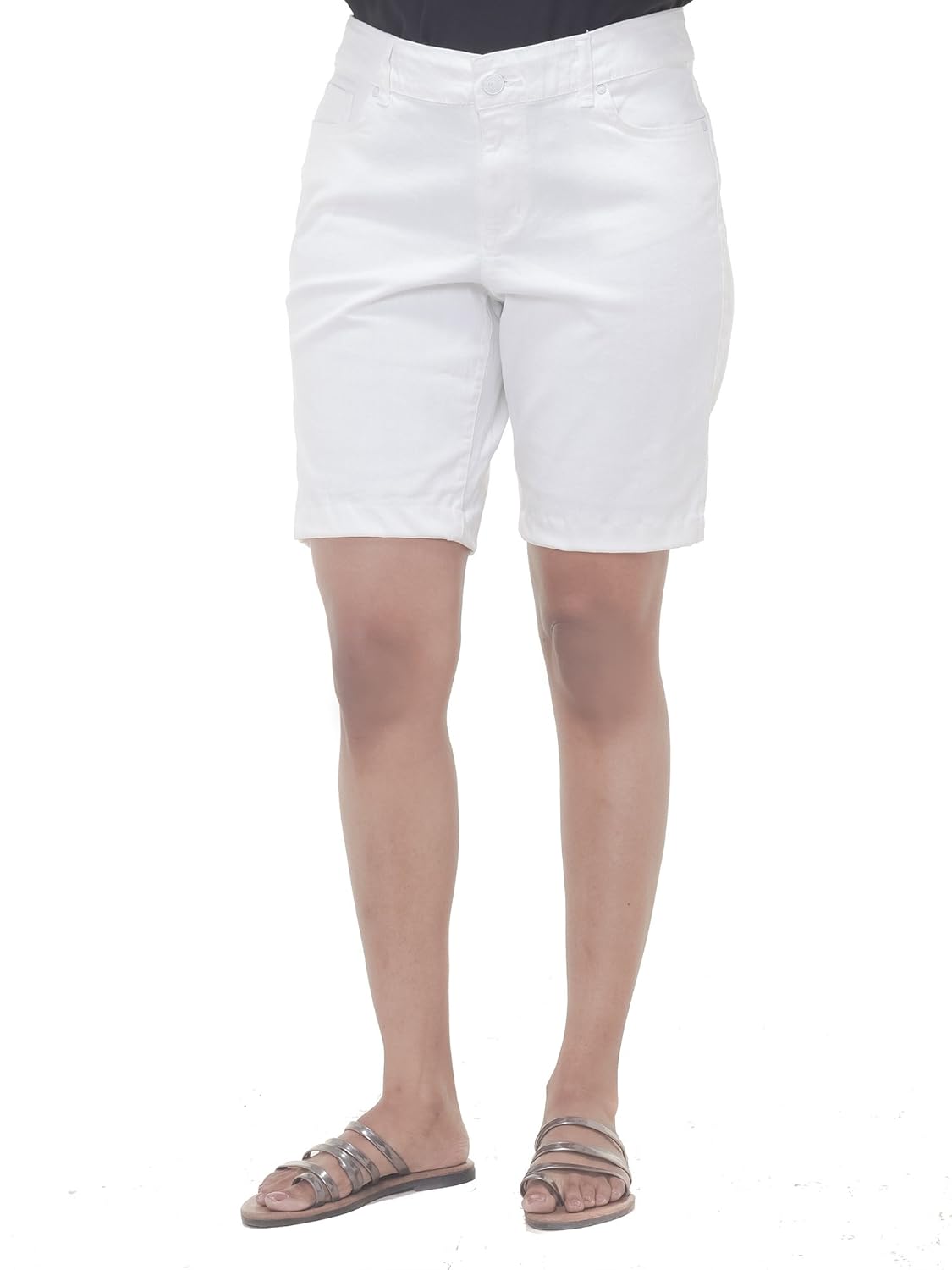 twist womens white solid cotton lycra strech shorts with contrast & free shipping