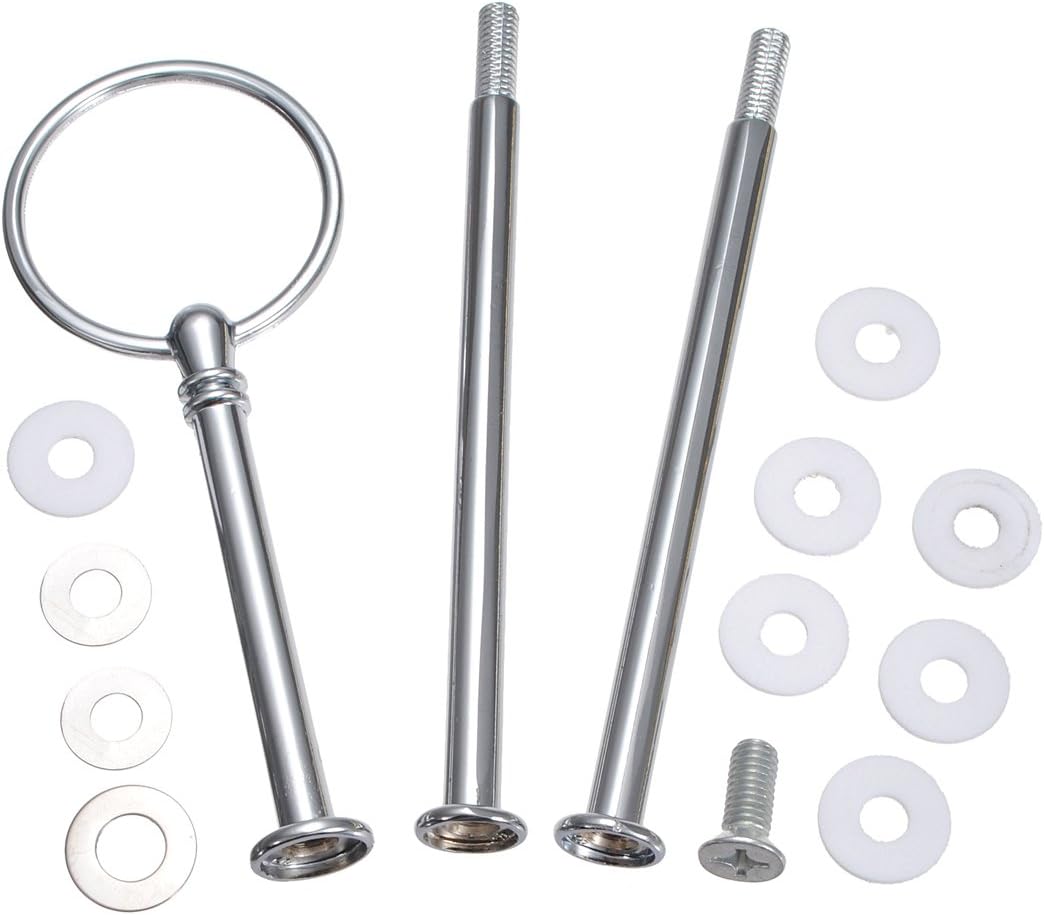 5pcs Cake Heavy Plate Stand Handle fittings Round Hardware Rod 3 Tier 13",Silver - Image 3