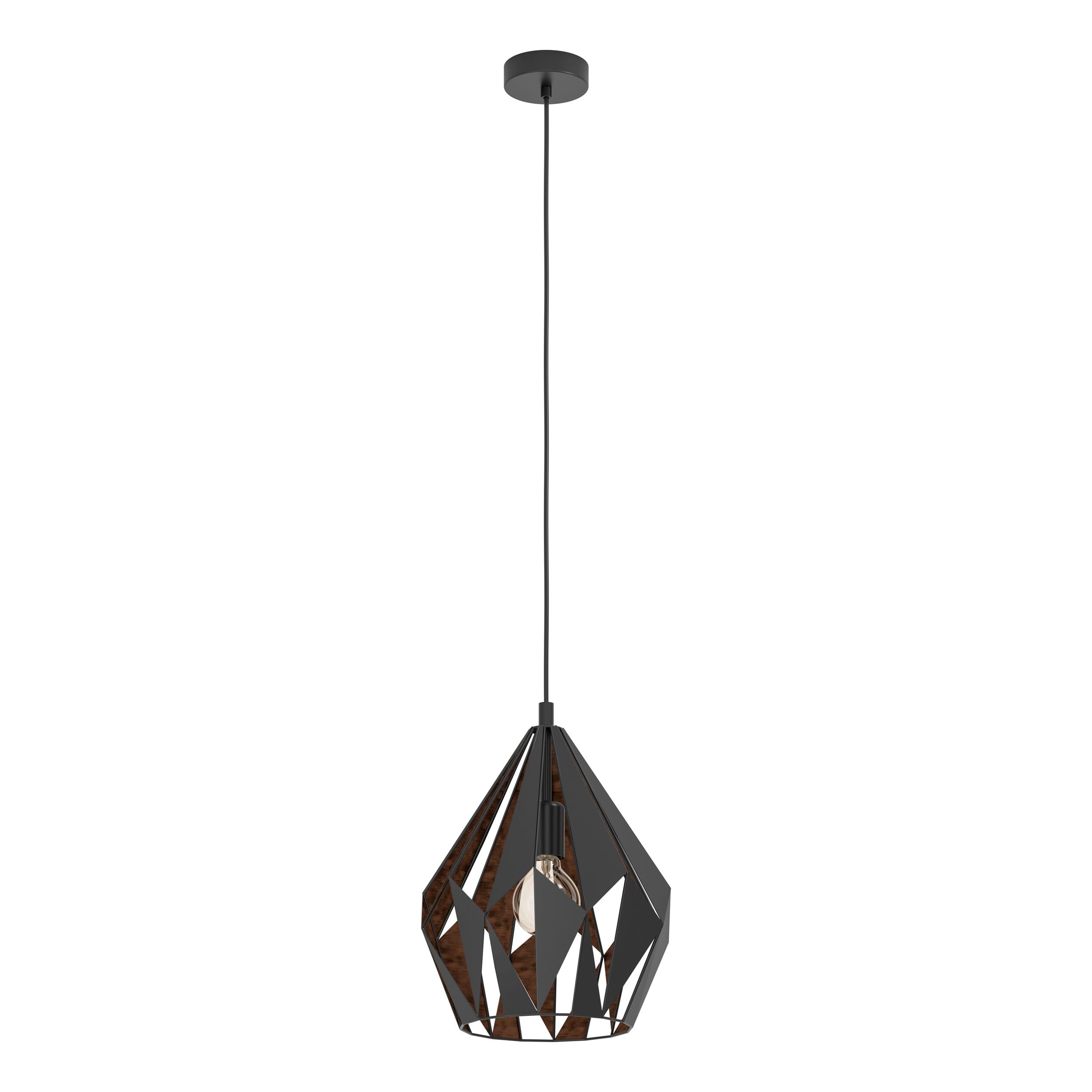 EGLO Vintage Pendant, Steel, 60 W, Black, Copper, 49254