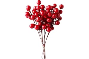 IFOYO 10 Pack Christmas Red Berries, Artificial Xmas Berry Picks for Christmas Tree Decor&Ornament Crafts Wedding, Holiday Home Decor