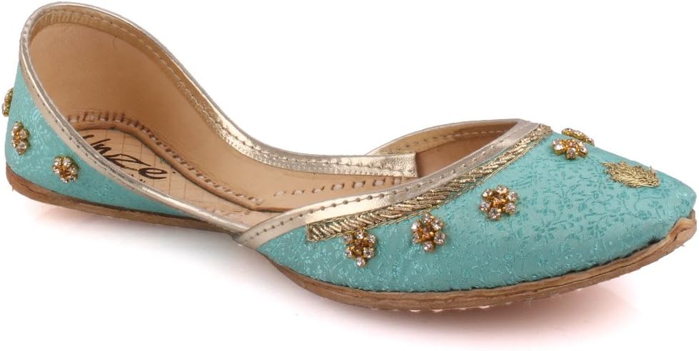 Unze Womens ‘Hankis’ Stylish Wedding Flat Leather Indian Khussa UK Size 3-8