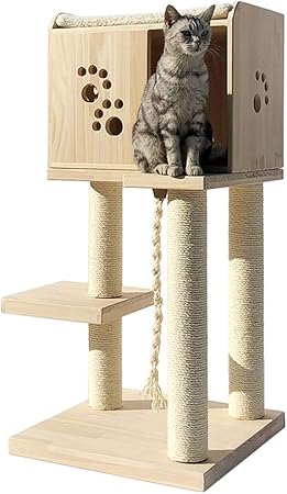 natural wood cat scratching post