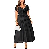 EYWOL Women's Plus Size Formal Dress Lace Chiffon Maxi Dress,Open Back Cocktail Dress for Wedding Guest,Party,Gala Events