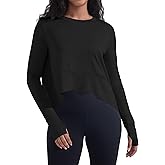 YIPINK Long Sleeve Workout Tops for Women with Thumb Hole Athletic Gym Workout Cover Up Yoga Shirts Flowy Split Side