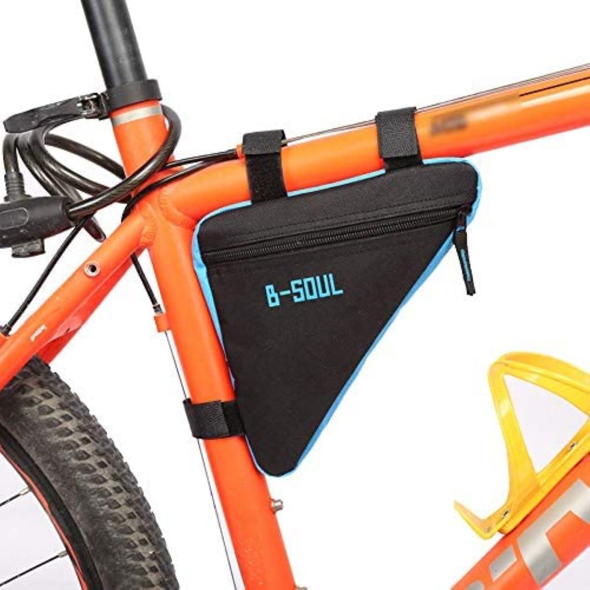 VGEBY1 Triangle Saddle Pouch, Safety Bike Saddle Front Frame Bag Top Tube Pouch for Outdoor Sports Activities Cycling(Black&Blue)