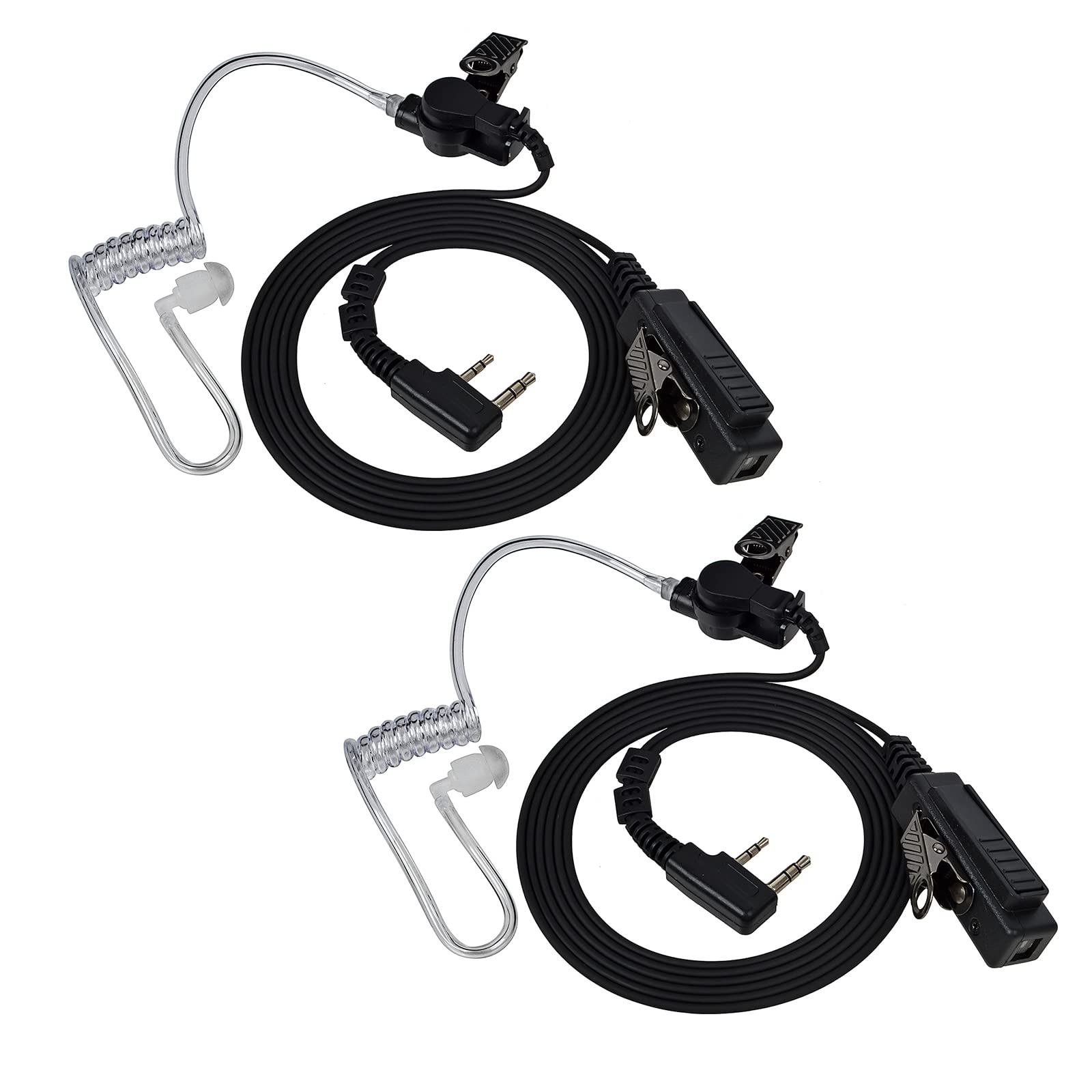 UAYESOK Walkie Talkie Earpiece Air Covert Acoustic Tube security Headset with Microphone 2 Pin for Baofeng UV5R BF-888S Kenwood TK-250 TK-2107 TYT Two Way Radio(Pack of 2)