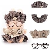 WALLFID 4-Piece Outfit Set for 17cm Dolls, Fashion Outfit with Hat, Top, Pants &amp; Accessories, Vintage Brown