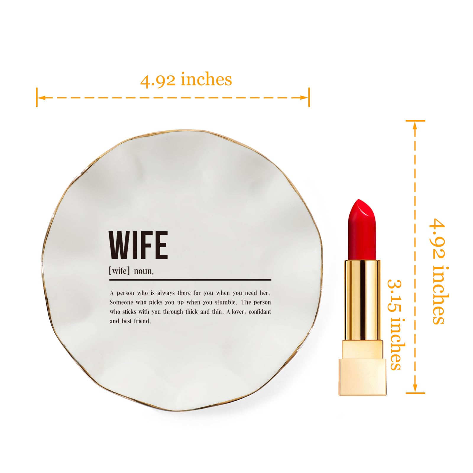 HOME SMILE Valentine's Day Romantic Anniversary for Wife Ring Dish Jewelry Tray-Mother's Day Birthday Gifts for Wife From Husband Unique