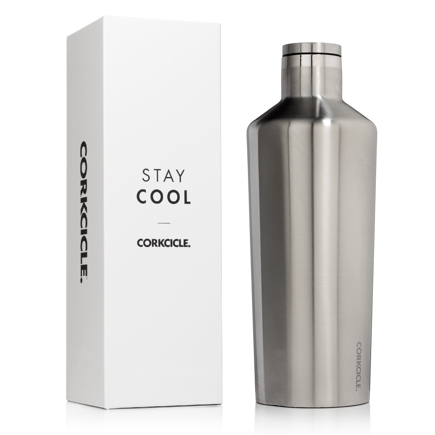 Corkcicle Triple Insulated Water Bottle and Thermos, 60 oz, Brushed